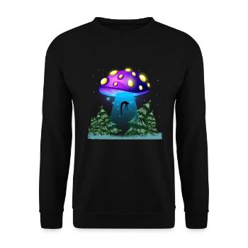 Psychedelic Fungi Festival EDM Music Ufo - Unisex Sweatshirt - black - Front - Alina (178cm) & Michal (187cm)