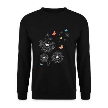 Pissenlit Papillon Fleurs Enfants - Sweat-shirt Unisexe - noir - Devant - Alina (178cm) & Michal (187cm)
