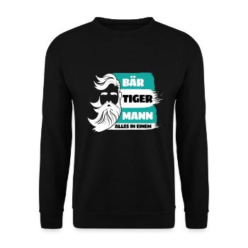Bear Tiger Man Bearded Father Father's Day - Unisex Sweatshirt - black - Front - Alina (178cm) & Michal (187cm)