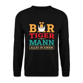 Bear Tiger Man Bearded Father Father's Day - Unisex Sweatshirt - black - Front - Alina (178cm) & Michal (187cm)