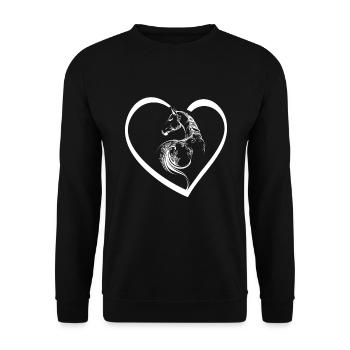 Cavalier d’équitation Cœur de chevaux - Sweat-shirt Unisexe - noir - Devant - Alina (178cm) & Michal (187cm)