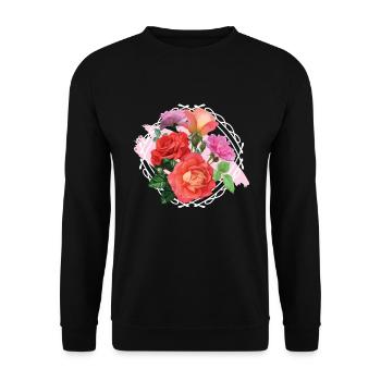Rose Art Florist Flowers Roses - Unisex Sweatshirt - black - Front - Alina (178cm) & Michal (187cm)