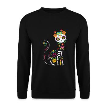 Dia de Los Muertos Cat Mexico - Unisex Sweatshirt - black - Front - Alina (178cm) & Michal (187cm)