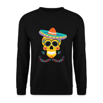 Dia de Los Muertos Sombrero, Mexico - Unisex Sweatshirt - black - Front - Alina (178cm) & Michal (187cm)