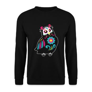 Dia de Los Muertos Owl Owls Mexico - Unisex Sweatshirt - black - Front - Alina (178cm) & Michal (187cm)