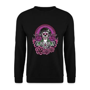 Dia de Los Muertos Tattoo Mexico - Unisex Sweatshirt - black - Front - Alina (178cm) & Michal (187cm)