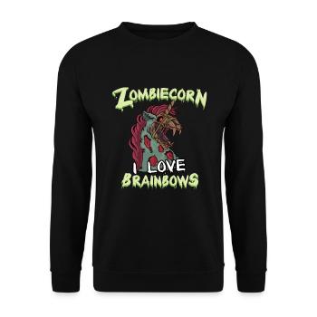 Zombie Zombiecorn Halloween Einhorn - Unisex Pullover - Schwarz - Vorne - Alina (178cm) & Michal (187cm)