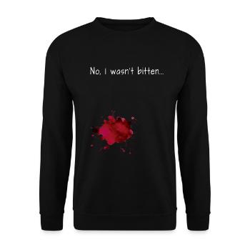 No, I Wasn ́t bitten... Zombie Halloween - Unisex Sweatshirt - black - Front - Alina (178cm) & Michal (187cm)