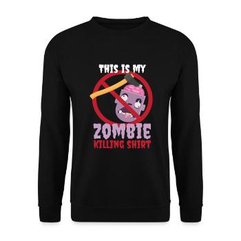 Zombie Killing Shirt Halloween Kostüm - Unisex Pullover - Schwarz - Vorne - Alina (178cm) & Michal (187cm)