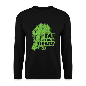 Eat Your Heart Out Artischocken Vegan - Unisex Pullover - Schwarz - Vorne - Alina (178cm) & Michal (187cm)
