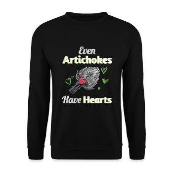Artichokes Have Hearts Artischocke Vegan - Unisex Pullover - Schwarz - Vorne - Alina (178cm) & Michal (187cm)