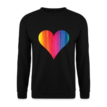 Rainbow Heart LGBTQ Gay Gay Gay - Unisex Sweatshirt - black - Front - Alina (178cm) & Michal (187cm)