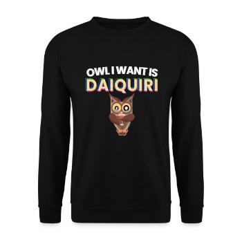 Owl I Want est Daiquiri cocktail alcool - Sweat-shirt Unisexe - noir - Devant - Alina (178cm) & Michal (187cm)