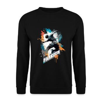 Coureurs de parkour avec lettrage - Sweat-shirt Unisexe - noir - Devant - Alina (178cm) & Michal (187cm)