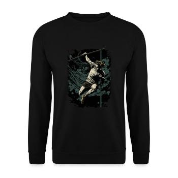Stabhochspringer in Aktion - Unisex Pullover - Schwarz - Vorne - Alina (178cm) & Michal (187cm)
