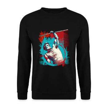 Stabhochspringer in Aktion - Unisex Pullover - Schwarz - Vorne - Alina (178cm) & Michal (187cm)