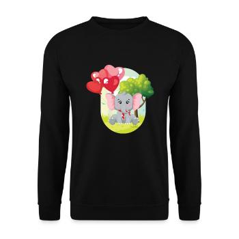 Elephant Kids Mignon Ballon Éléphant - Sweat-shirt Unisexe - noir - Devant - Alina (178cm) & Michal (187cm)