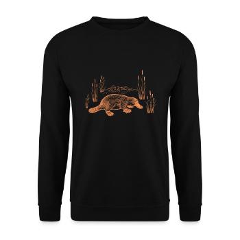 Schnabeltier Platypus - Unisex Pullover - Schwarz - Vorne - Alina (178cm) & Michal (187cm)
