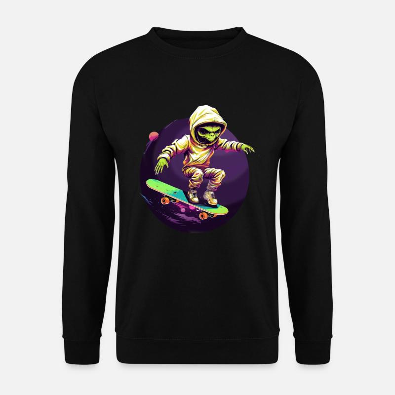 Alien on skateboard - Unisex Sweatshirt - black