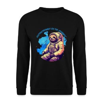 Faultier im All mit Schriftzug - Unisex Pullover - Schwarz - Vorne - Alina (178cm) & Michal (187cm)