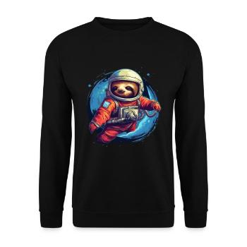 Faultier im All - Unisex Pullover - Schwarz - Vorne - Alina (178cm) & Michal (187cm)