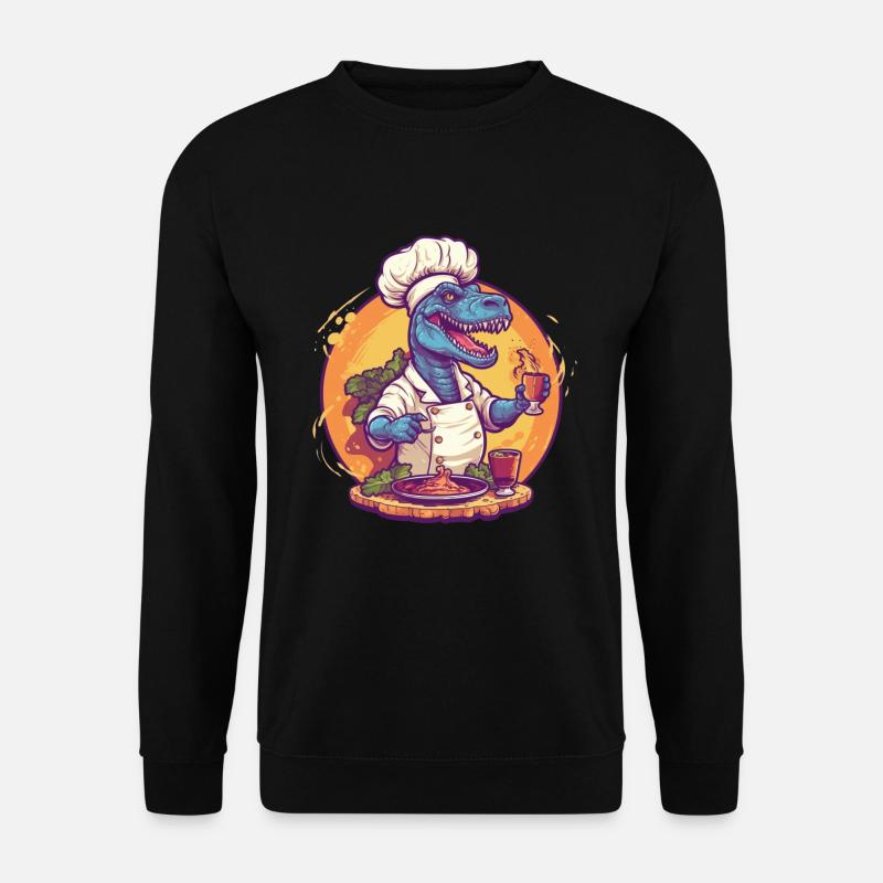 Dinosaur with cooking apron - Unisex Sweatshirt - black