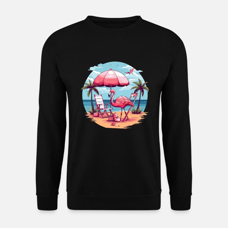 Flamingo on the beach - Unisex Sweatshirt - black