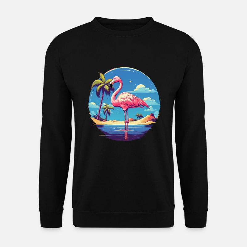 Flamingo on the beach - Unisex Sweatshirt - black