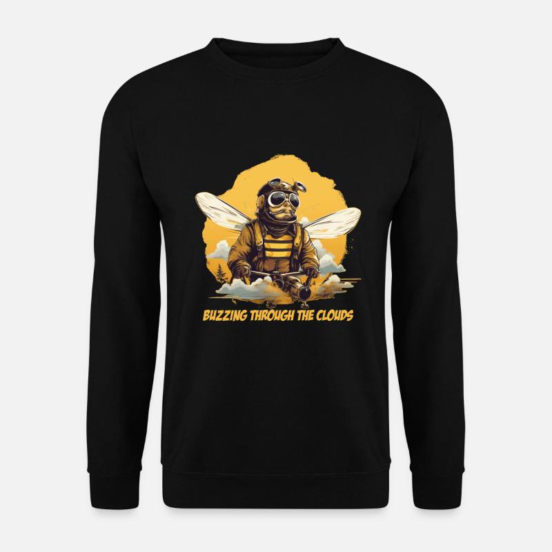 Pilot bee with lettering - Unisex Sweatshirt - black