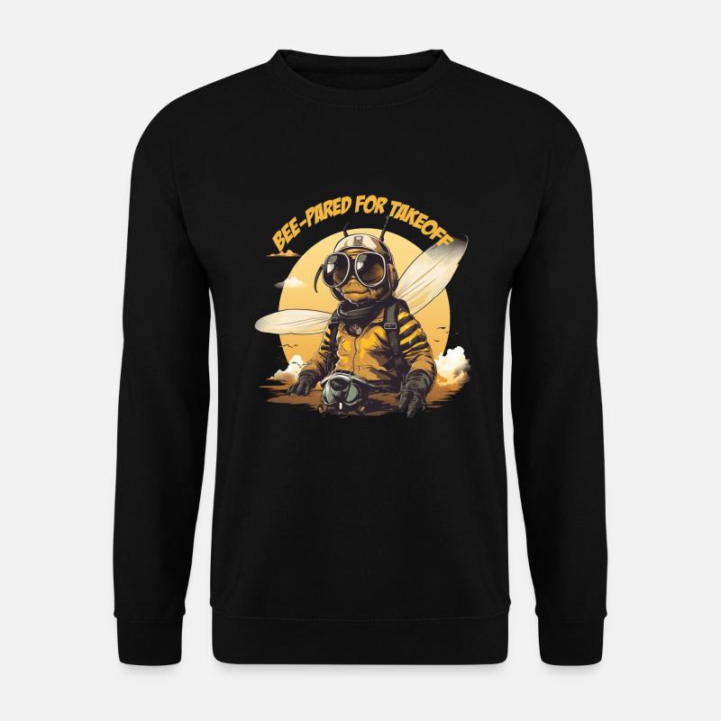 Pilot bee with lettering - Unisex Sweatshirt - black