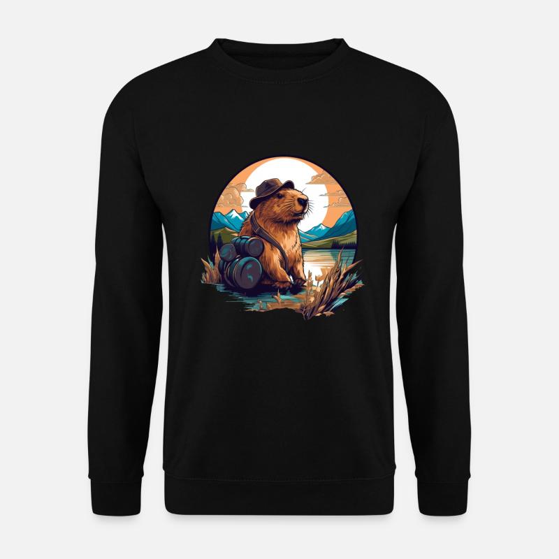 Capybara Capybara Meerschweinchen auf Tour - Unisex Pullover - Schwarz