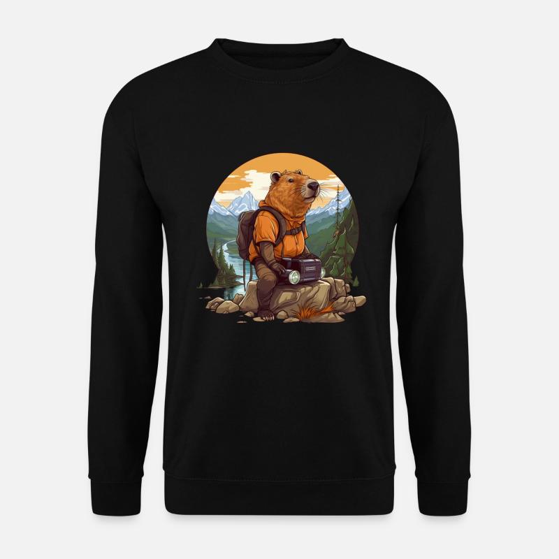 Capybara Meerschweinchen mit Kamera - Unisex Pullover - Schwarz