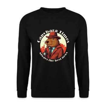 Reporter capybara guinea pig with lettering - Unisex Sweatshirt - black - Front - Alina (178cm) & Michal (187cm)