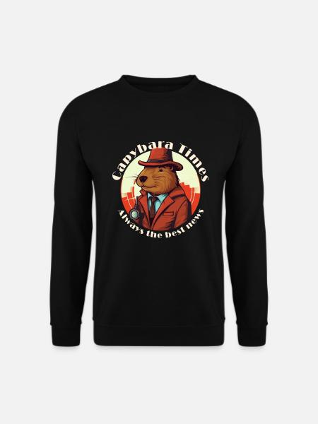 Reporter-Capybara Meerschweinchen mit Schriftzug - Unisex Pullover - Schwarz