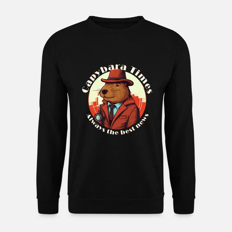Reporter-Capybara Meerschweinchen mit Schriftzug - Unisex Pullover - Schwarz