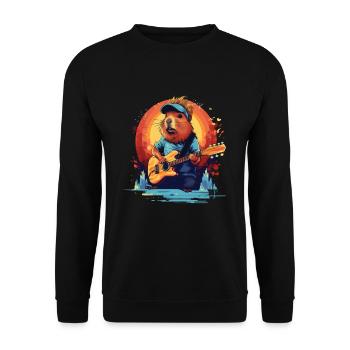 Musical Capybara Cochon d’Inde - Sweat-shirt Unisexe - noir - Devant - Alina (178cm) & Michal (187cm)