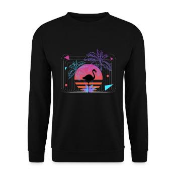 Flamingo Retrowave Synthétiseur Rétro - Sweat-shirt Unisexe - noir - Devant - Alina (178cm) & Michal (187cm)