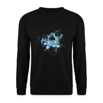 Shark Shark Fish - Unisex Sweatshirt - black - Front - Alina (178cm) & Michal (187cm)