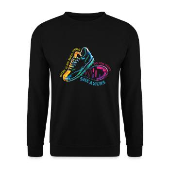 To Many Sneakers Sneaker Turnschuhe - Unisex Sweatshirt - black - Front - Alina (178cm) & Michal (187cm)