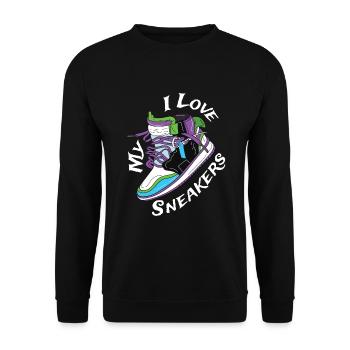 I Love My Sneaker Sneaker Sneakers - Unisex Sweatshirt - black - Front - Alina (178cm) & Michal (187cm)