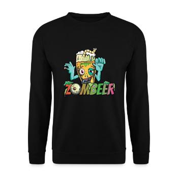Zombeer Halloween Kostüm Bier Zombie - Unisex Pullover - Schwarz - Vorne - Alina (178cm) & Michal (187cm)