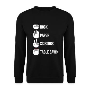 Rock Paper Scissors Table Saw Carpenter - Unisex Sweatshirt - black - Front - Alina (178cm) & Michal (187cm)