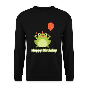 Hoppy Birthday Frog Frogs Kids - Unisex Sweatshirt - black - Front - Alina (178cm) & Michal (187cm)