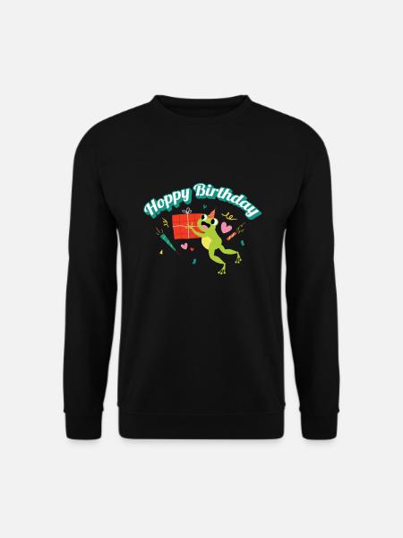 Hoppy Birthday Frosch Frösche Kinder - Unisex Pullover - Schwarz