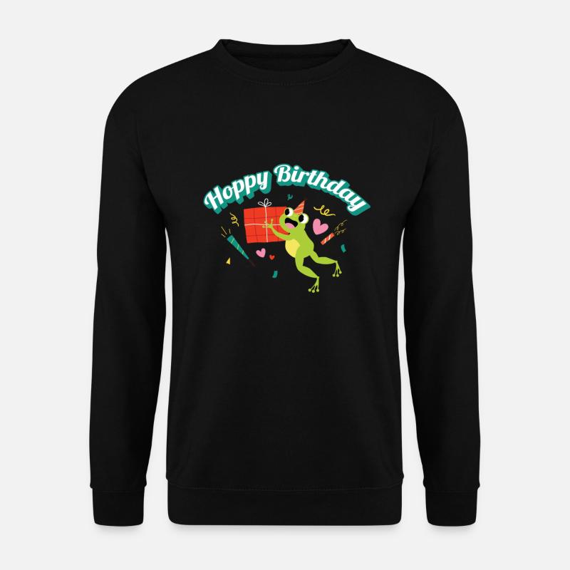 Hoppy Birthday Frosch Frösche Kinder - Unisex Pullover - Schwarz