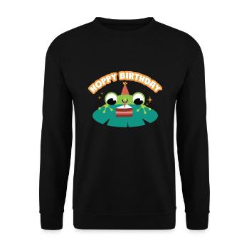 Hoppy Birthday Frog Frogs Kids - Unisex Sweatshirt - black - Front - Alina (178cm) & Michal (187cm)