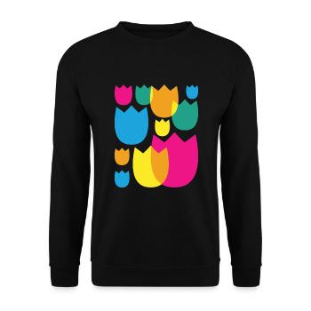 Tulpen Retro Florist Blumen Tulpe - Unisex Pullover - Schwarz - Vorne - Alina (178cm) & Michal (187cm)