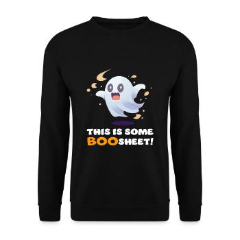 This Is Some Boo Sheet Funny Halloween Ghost - Unisex Sweatshirt - black - Front - Alina (178cm) & Michal (187cm)