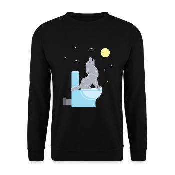 Wolf Toilet Toilet Howling Wilderness Wild Animal - Unisex Sweatshirt - black - Front - Alina (178cm) & Michal (187cm)