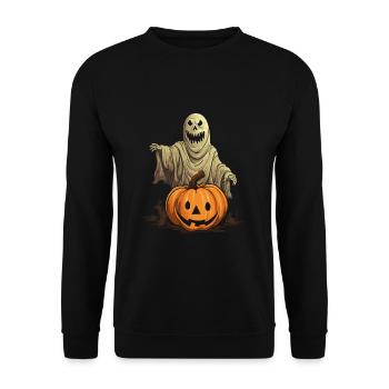 Effrayant Halloween Costume de fantôme Fantôme - Sweat-shirt Unisexe - noir - Devant - Alina (178cm) & Michal (187cm)